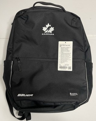 RARE New! Lululemon Canada Bauer Hockey Slim Black Backpack Pockets Metal Vent