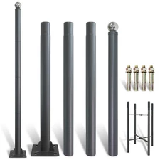 Street Light Pole 13ft Tall, Gray Outdoor Galvanized Heavy-duty Metal Solar S...