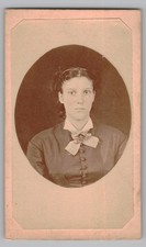 Antique CDV Gorgeous Young Lady Ruth Gleason in Dress With Large Bow Unmarked