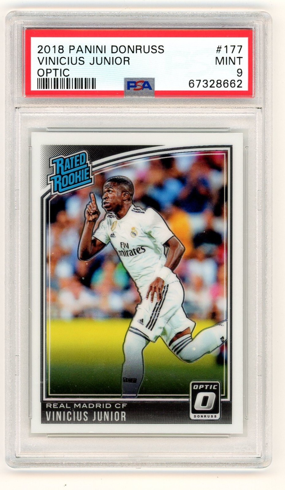 Panini 2018-19 Donruss Optic Rated Rookie Vinicius Junior #177 PSA 9 Real Madrid