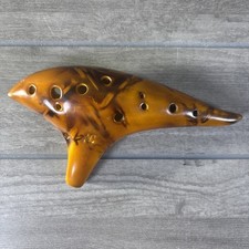 12-Hole Ceramic Ocarina Flute Alto C AC Smoked Amber Yellow Strawfire Glaze