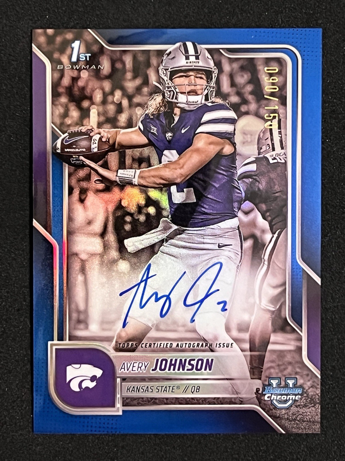 2025 Bowman U Chrome Avery Johnson 1st TRUE BLUE On Card Auto 90/150 KSU