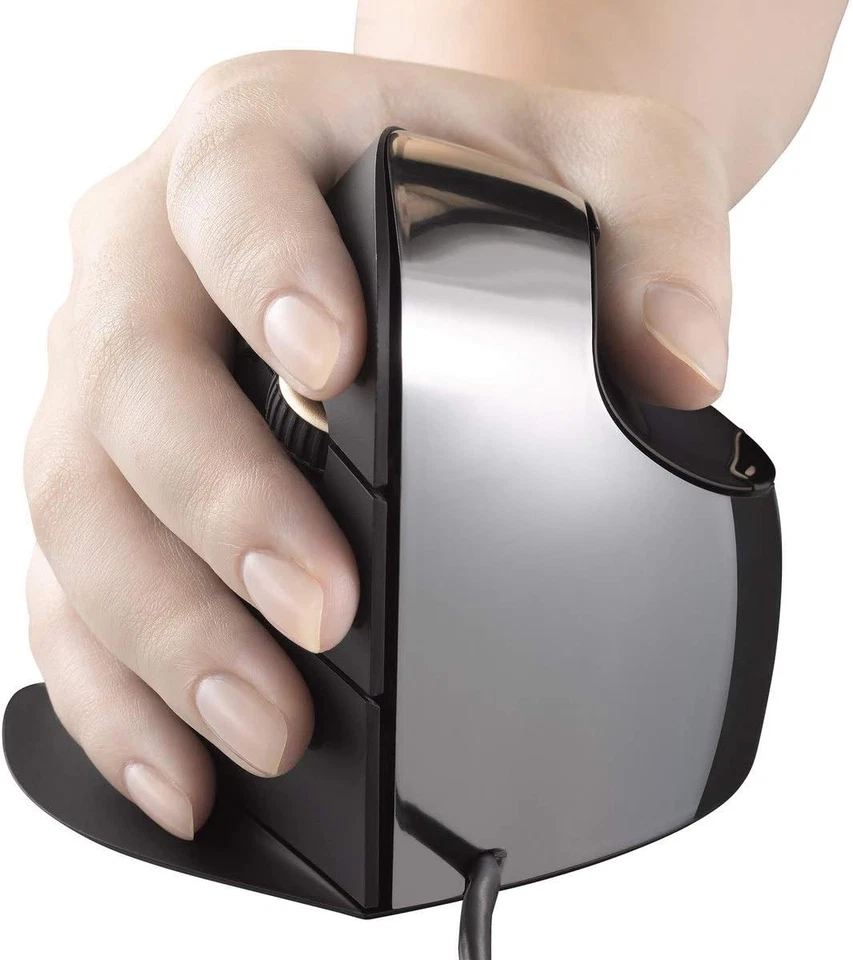 Evoluent Vertical Mouse C. Right handed USB Black/Chrome. Supports relaxed mouse - Image 3 of 4