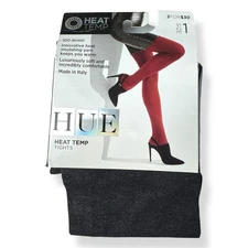 HUE Heat Temp Tights with Control Top Womens Size 1 Graphite Heather Gray NWT