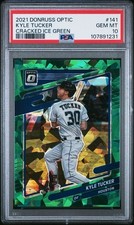 2021 DONRUSS OPTIC BASEBALL KYLE TUCKER CRACKED ICE GREEN #’D /7 PSA 10 GEM FOTL