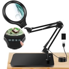 NZQXJXZ 10X 30X Large Magnifying Glass with Light and Stand, 5-inch LED Light...