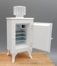 Vintage Jacqueline Kerr Antique Refrigerator Dollhouse Miniature 1:12