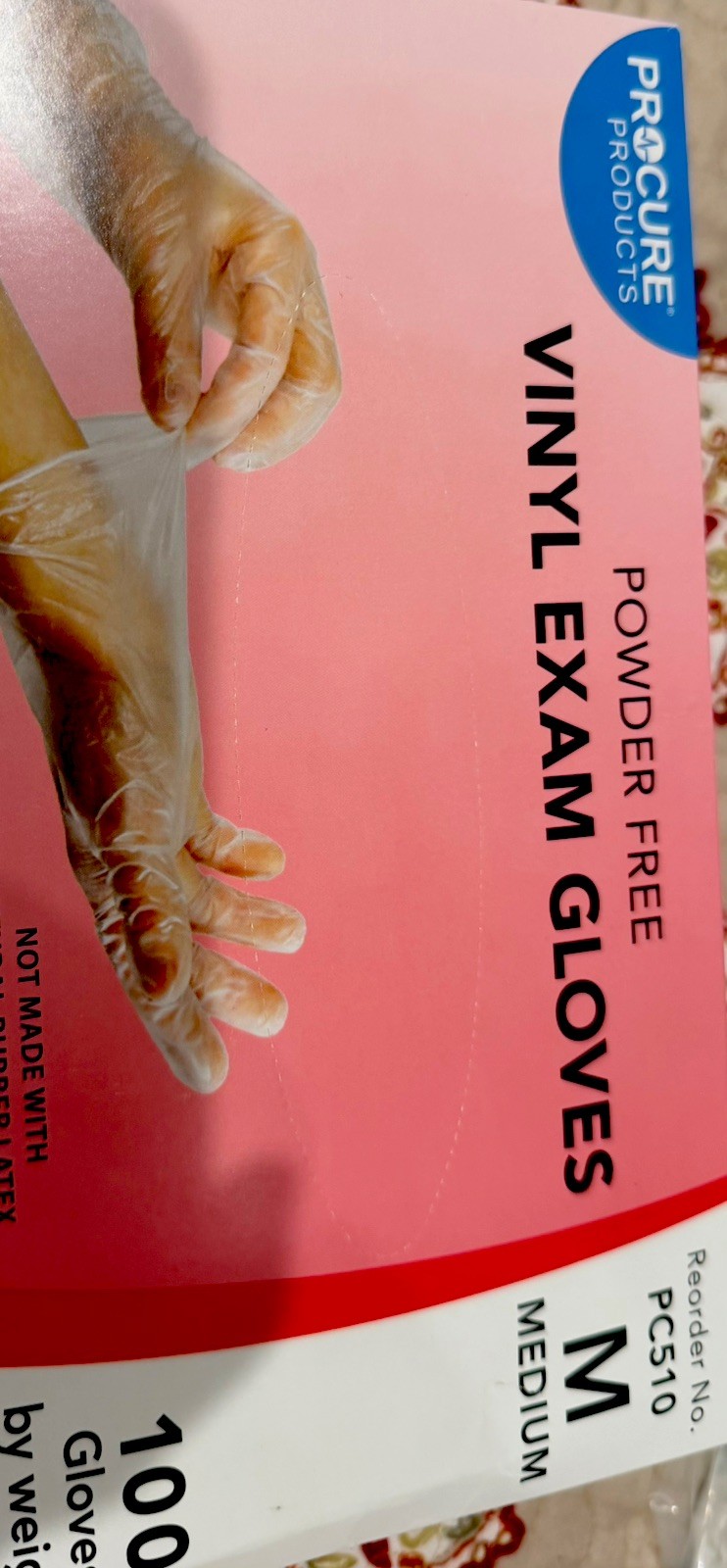 ProCure Vinyl Exam Gloves Powder Free Latex Free 100 Ct. Size Medium (2 ...