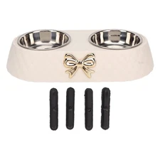 Stainless Steel Dog Bowl with Non-Skid Silicone Mat Food Scoop for Pet Feeding