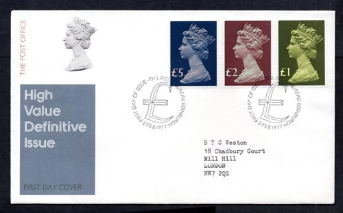GB - 1977 High Value Definitive Machin Issue First Day Cover