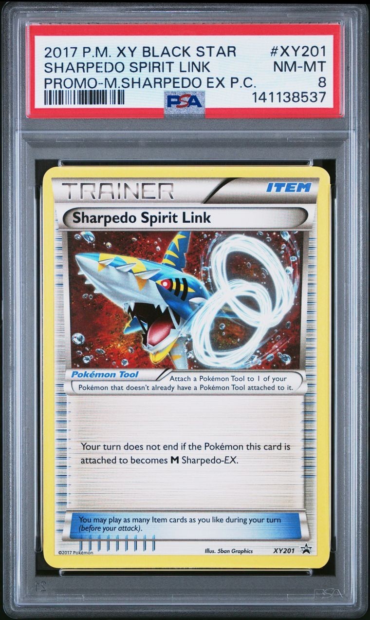 PSA 8 NM-MT 2016 Pokemon XY Black Star Promo Sharpedo Spirit Link XY201