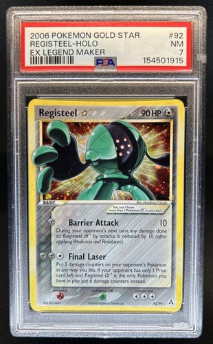 2006 Pokemon EX Legend Maker Registeel Gold Star Holo #92/92 PSA 7
