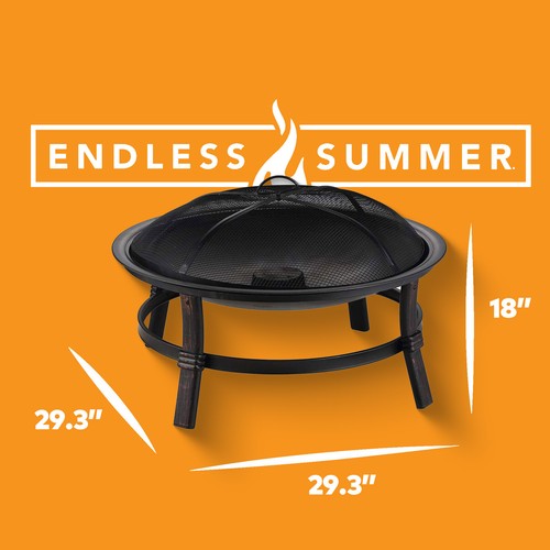 Mr. Bar-B-Q 29.3" Wood Burning Fireplace with Match Light Ignition, Black (Used) - Bild 3 von 9