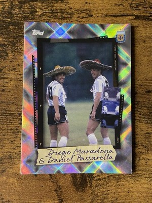2025 Topps Focus Argentina Snapshots Daniel Passarella, Diego Maradona Refractor