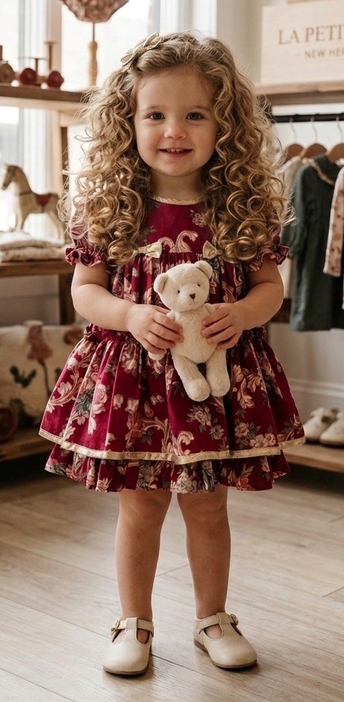 This vintage Jo Lene burgundy floral dress