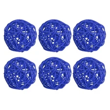 6 Pcs 3" Wicker Rattan Balls Decorative Ball for Centerpiece Bowls Deep Blue