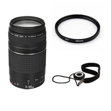 Canon EF 75-300mm f/4.0-5.6 III AF Lens w/58mm UV Filter  Lens Cap Keeper