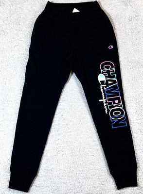 Champion Womens Black Reverse Weave Elastic Waist Jogger Pants Size S