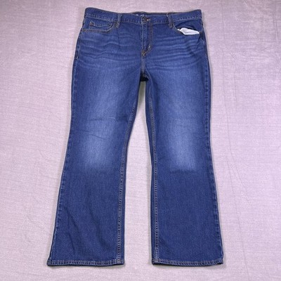 Old Navy Mens Blue Denim Stretch Built-In Flex Mid Rise Bootcut Leg Jeans 40x30