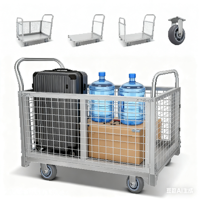 #ad 5 in 1 Platform Truck Cart W Cage Foldable Flatbed Cart for Warehouse 2600LBS $159.64