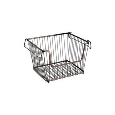 mDesign Stapelkorb Gitterbox Aufbewahrungskorb Henkel Organizer Metall Bronze