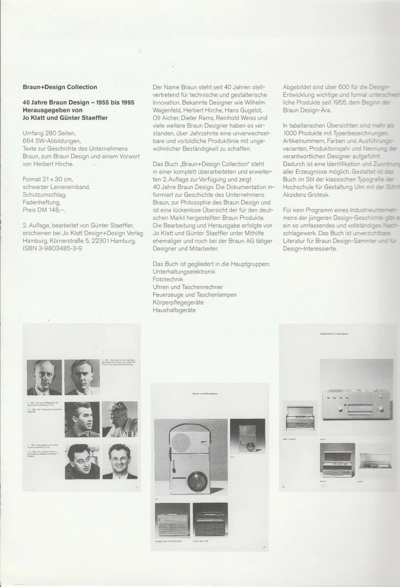 BRAUN + Design Collection Flyer Advertising leaflet Ephemera 1995 German Design