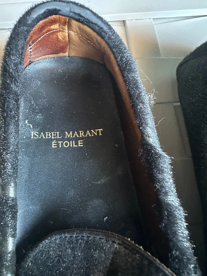 Isabel Marant Etoile Mocasín Plano Negro Metalizado Pelo de Becerro 37 Foto 3 de 4