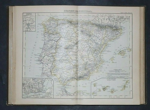 STIELERS SCUOLA-ATLANTE, DOTTOR HERMANN BERGHAUS, 33 CARTE, COMPLETE, 1899, RARE - Foto 5 di 7