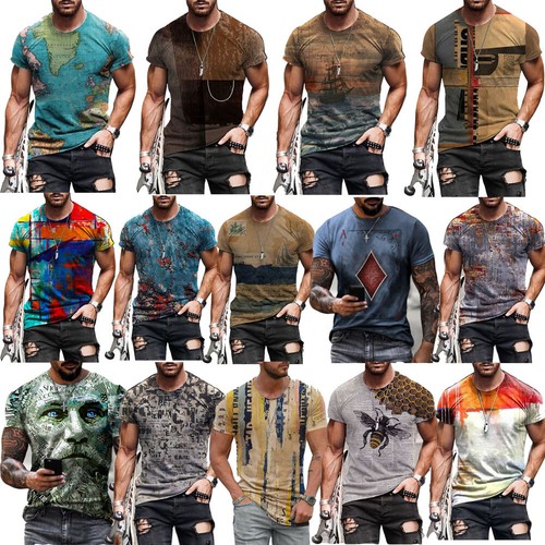Mens Summer Short Sleeve T-Shirt Tops 
