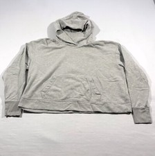 James Perse Womens Gray Cotton Poly Crop Pullover Hoodie Top Sweatshirt Sz 2 M