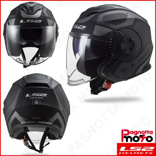 CASCO JET DOPPIA VISIERA LS2 VERSO OF570 MARKER MATT BLACK TITANIUM NERO  TITANIO | eBay