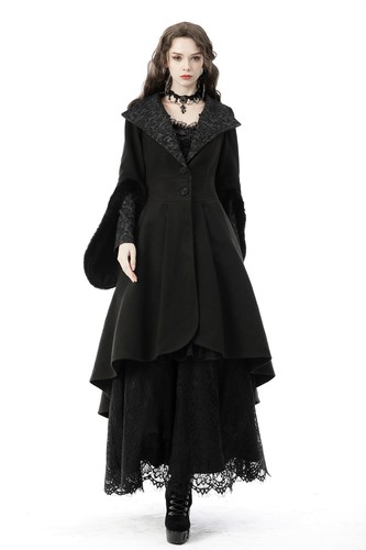DARK IN LOVE Donna Gotico Cocktail Lungo Cappuccio Cappotto Inverno Collaro Staccabale - Foto 6 di 22