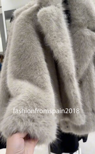 ZARA NEW WOMAN SHORT ZW COLLECTION FAUX FUR JACKET TAUPE GREY S,M,L 4360/246 - Picture 6 of 6