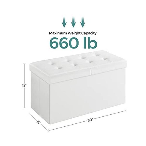 Folding Storage Ottoman Bench Collapsible Flip Lid Large Capacity Footstool New - Picture 3 of 5