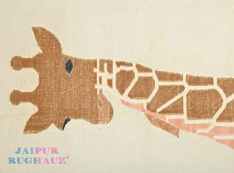 Alfombra de área moderna hecha a mano de algodón natural jirafa marrón rubor 4x6 Foto 3 de 4