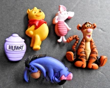 Disney Winnie the Pooh Novelty Buttons Characters Dress it Up Set of 6