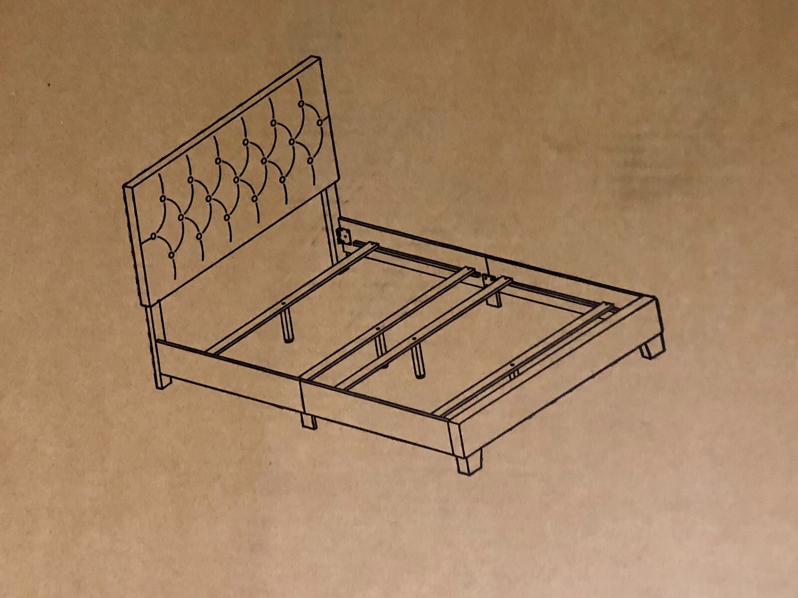 HMD Omi Upholstered Full Panel Bed, Beige eBay