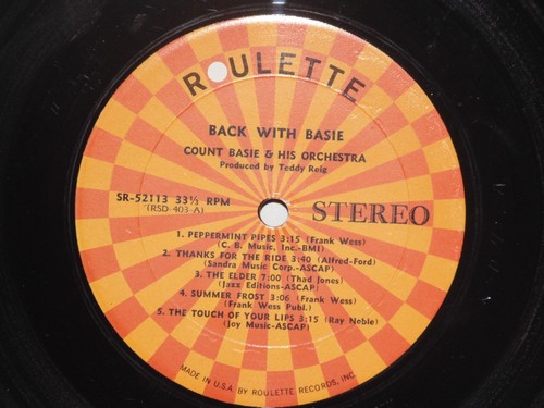 COUNT BASIE Back With Basie LP VG+ 1964 Roulette Stereo SR52113 Vinyl - Picture 2 of 3