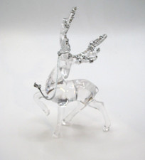 NWOT CLEAR ACRYLIC STANDING REINDEER ORNAMENT W/ CLEAR RHINESTONES ON ANTLERS