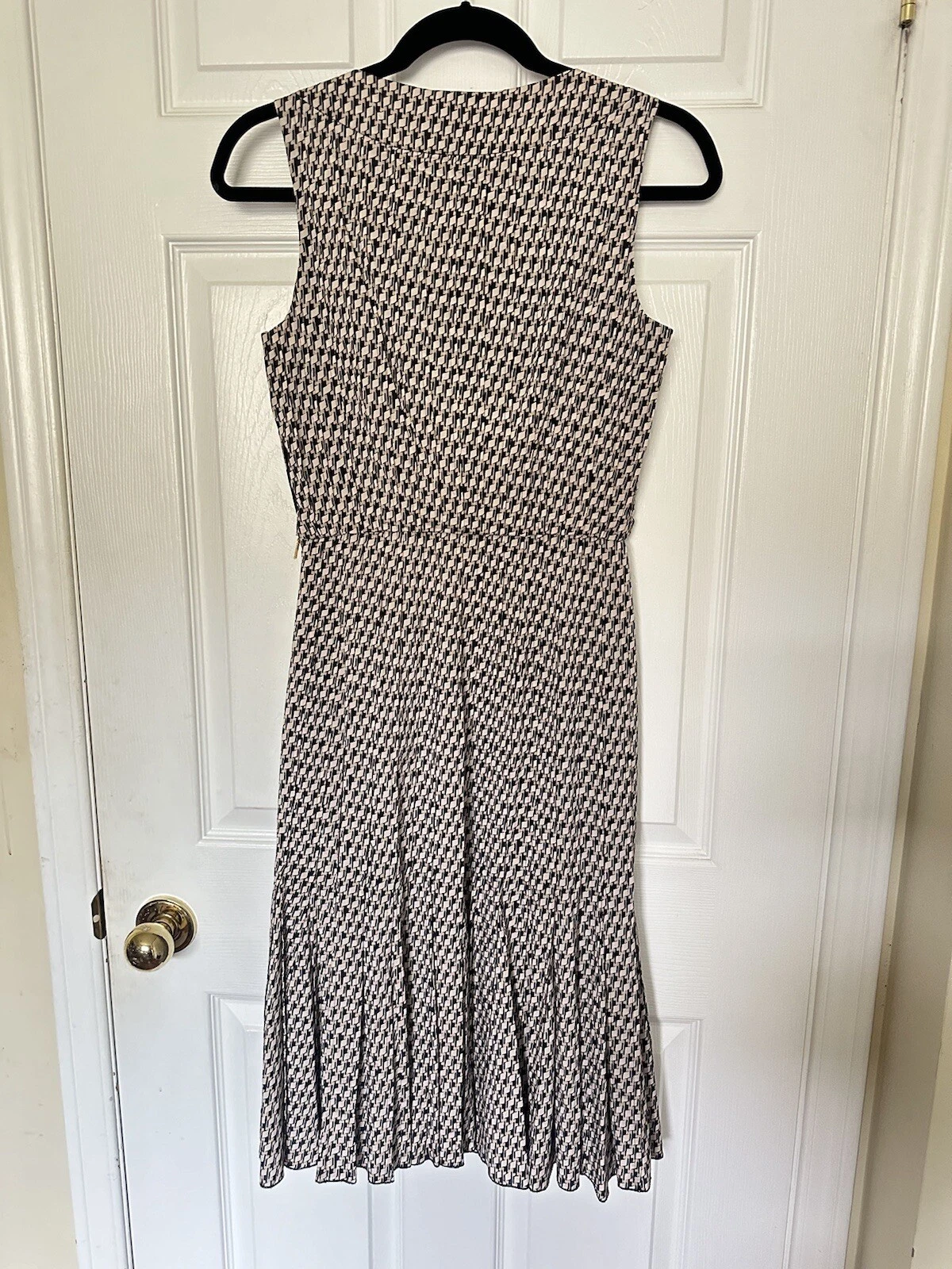 Abito TORY BURCH Elma astratto cravatta fiocco sgabello nero beige bianco taglia 2