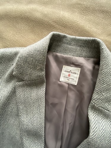 Gap Heather Gray Tweed The Academy Blazer Jacket Wool Blend Lined Sz 8 - Picture 6 of 7