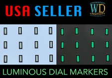 Watch Dial Hour Markers 12 pieces Green Blue LUMINOUS Dots Rectangles indices