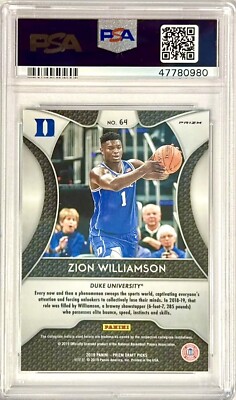 2019-20 Panini Zion Williamson Silver Blue Prizm Rookie Card RC