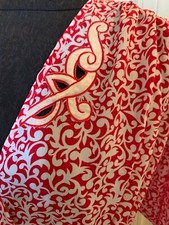 Vintage Natori Red White Short/ Knee Wrap Robe Pockets Tie Sz Small -NEW