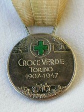 MEDAGLIA CROCE VERDE TORINO SANITA Regno Vittorio Emanuele GREEN CROSS MEDAL