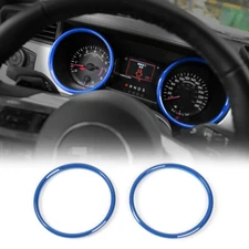 2pcs Interior Dashboard Ring Trim Bezels Decor Cover for Ford Mustang 2015+ Blue