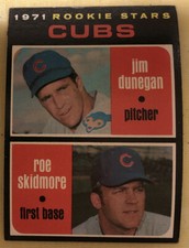 1971 Topps Cubs Rookie Stars Jim Dunegan & Roe Skidmore Baseball Card #121. rookie card picture