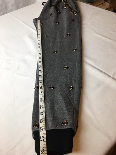 ANTHROPOLOGIE Hemant & Nandita Size XS Jeweled Gray Cotton Sweatpants 30" x 28" - Picture 10 of 12