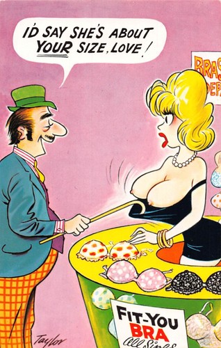 POSTKARTE COMIC MÄDCHEN BH VERKÄUFER GROSSE BRÜSTE PUNTER GRÖSSE NR 768