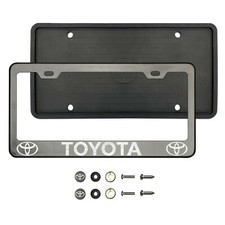 T0y0ta New Laser Etched Black Chrome Stainlesssteel License Frame Silicone Guard T0y0ta New Laser Etched Black Chrome Stainlesssteel License Frame Silicone Guard